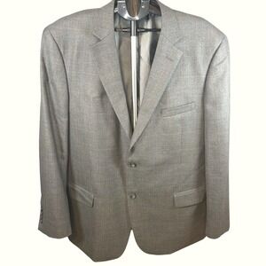 Pronto Uomo Platinum Mens 48L Grey/Brown Wool Herringbone Windowpane Sport Coat